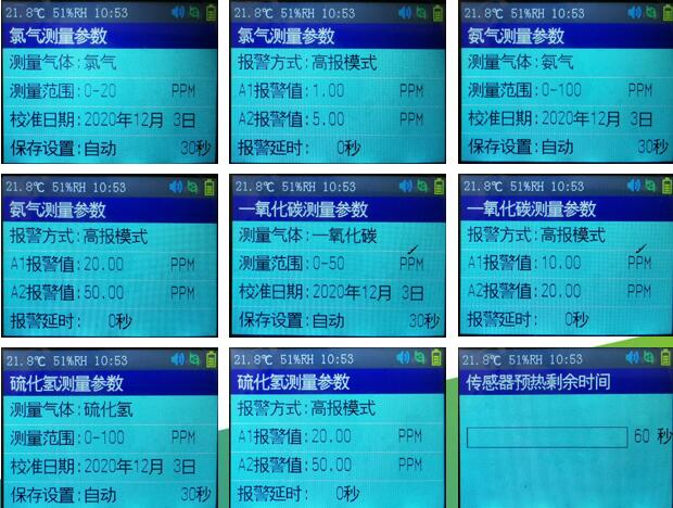 硫化氫檢測儀自檢界面 硫化氫檢測儀自檢界面